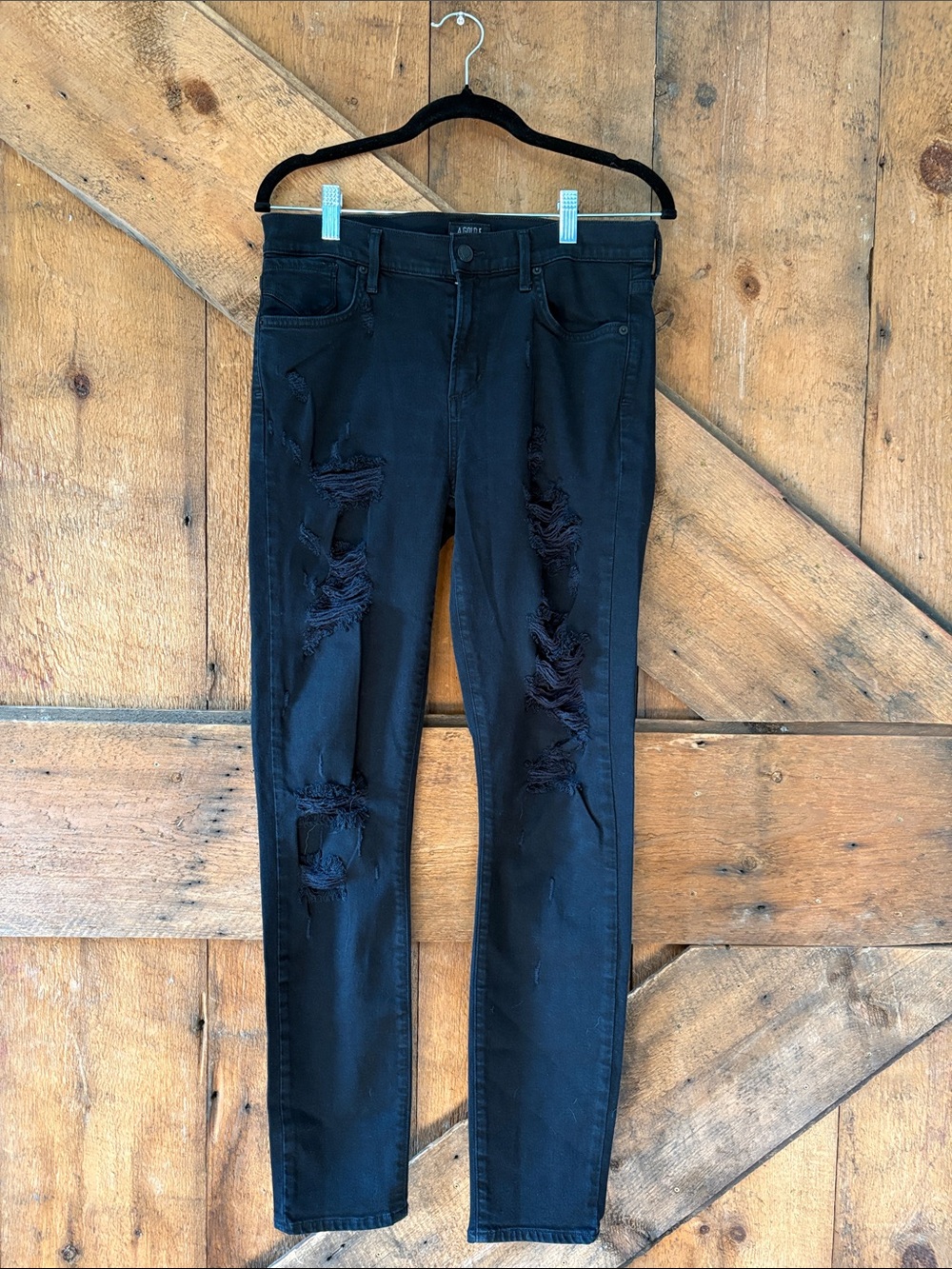 Agolde Black Distressed Skinny Jeans